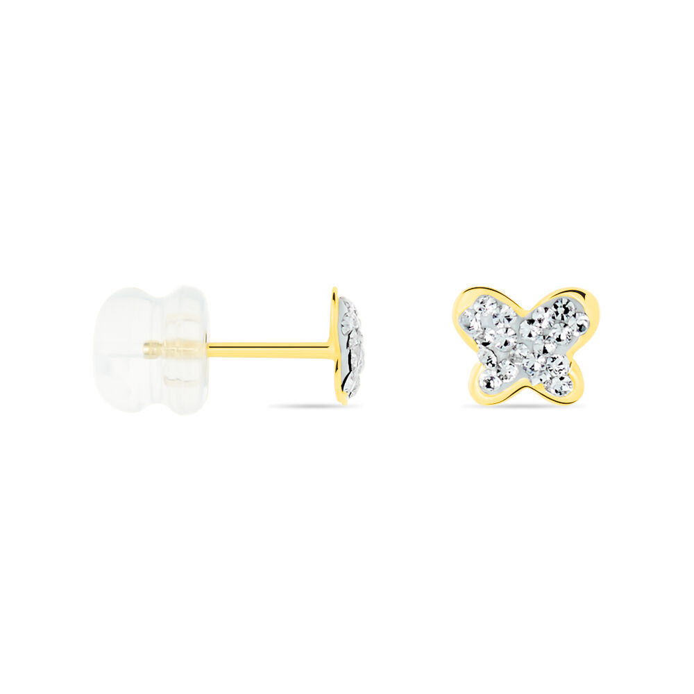 Boucles D'oreilles Puces Or Jaune Cercis Strass - Puces Famille | Marc Orian