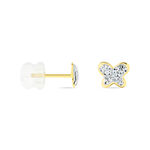 Boucles D'oreilles Puces Or Jaune Cercis Strass - Puces Famille | Marc Orian