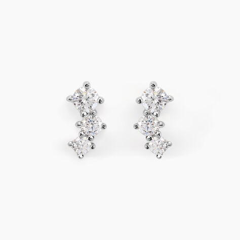 Boucles D'oreilles Puces Kyoto Or Blanc Oxyde De Zirconium - Puces Femme | Marc Orian