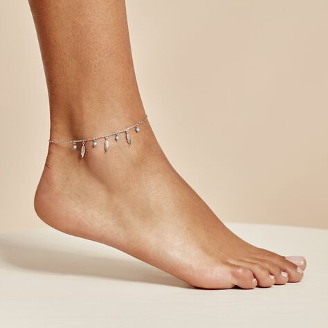 Chaîne De Cheville Luvinia Argent Blanc Topaze - Chaines de cheville Femme | Marc Orian