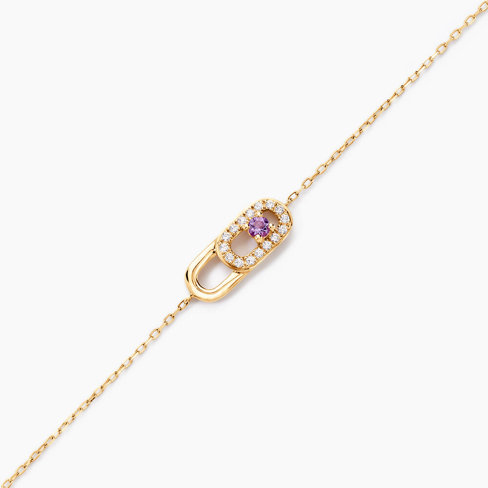 Bracelet Deonne Or Jaune Am&eacute;thyste Oxyde De Zirconium - Bracelets cha&icirc;nes Femme | Marc Orian