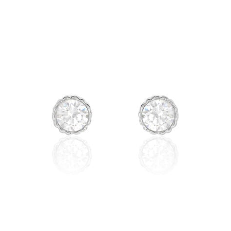 Boucles D'oreilles Puces Kadidia Or Blanc Oxyde De Zirconium - Puces Femme | Marc Orian