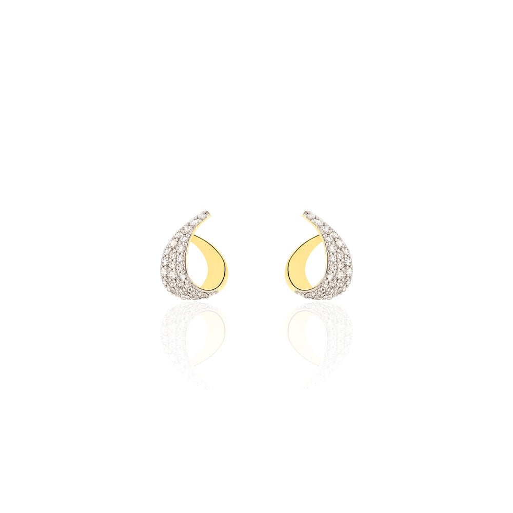 Boucles D'oreilles Puces Boucle D'or Or Jaune Oxyde De Zirconium - Puces Femme | Marc Orian