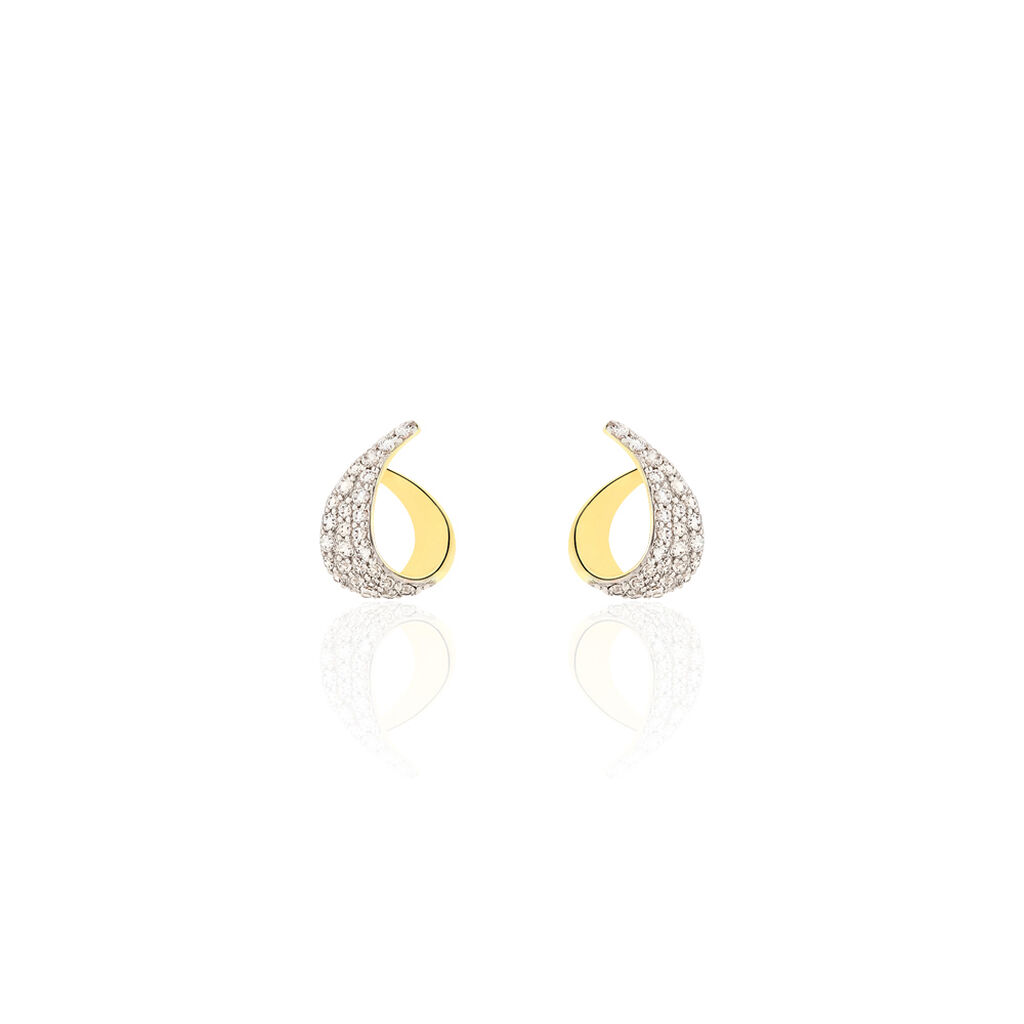 Boucles D'oreilles Puces Boucle D'or Or Jaune Oxyde De Zirconium - Puces Femme | Marc Orian