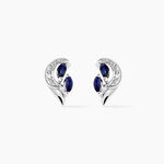 Boucles D'oreilles Puces Sakina Or Blanc Saphir Et Diamant - Boucles d'oreilles mariage Femme | Marc Orian