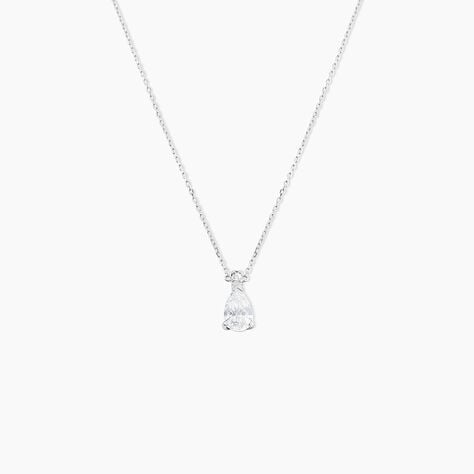 Collier Enis Or Blanc Oxyde De Zirconium Et Olivine - Colliers avec pierres Femme | Marc Orian