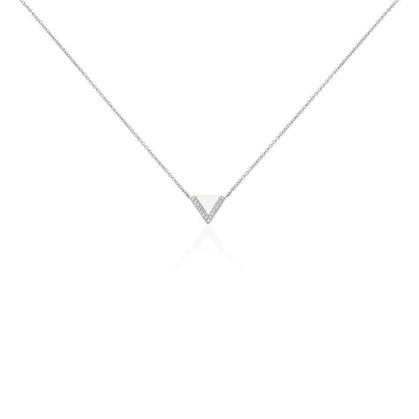 Collier Mori Argent Blanc Oxyde De Zirconium Et Nacre - Colliers avec pierres Femme | Marc Orian
