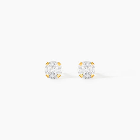 Boucles D'oreilles Puces Eddie Or Jaune Oxyde De Zirconium - Puces Femme | Marc Orian