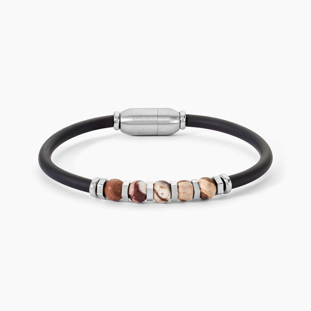 Bracelet Jourdan Caoutchouc Noir Agate - Bracelets cha&icirc;nes Homme | Marc Orian