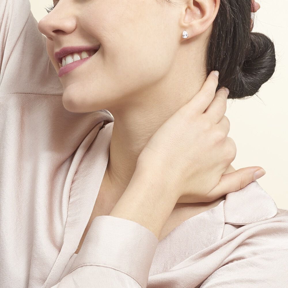 Boucles D'oreilles Puces Clarysse Argent Blanc Oxyde De Zirconium - Puces Femme | Marc Orian