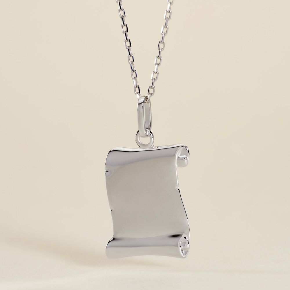Pendentif Parchemin Argent Blanc - Bijoux personnalis&eacute;s Homme | Marc Orian