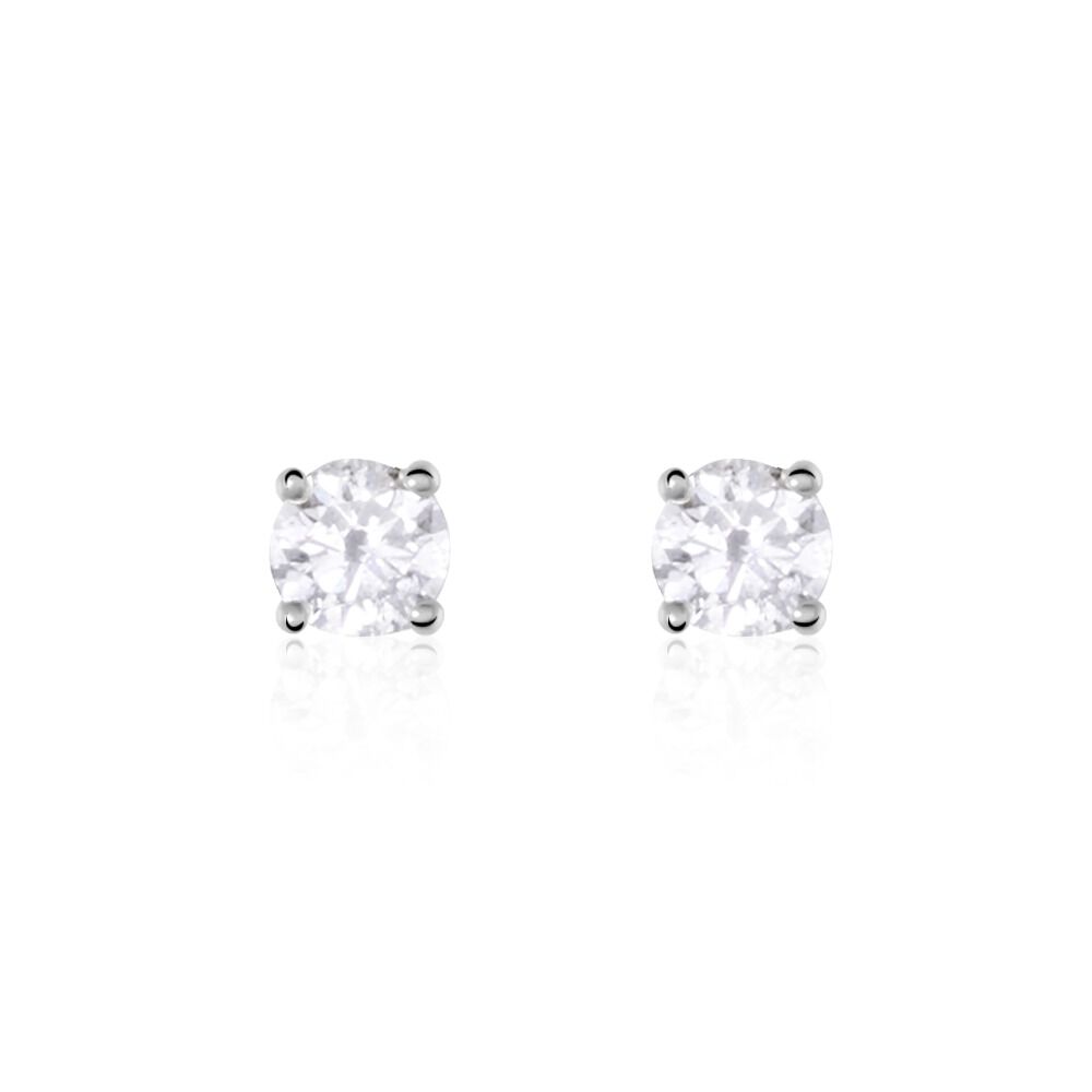 Boucles D'oreilles Puces Or Blanc Victoria Diamants - Puces Femme | Marc Orian