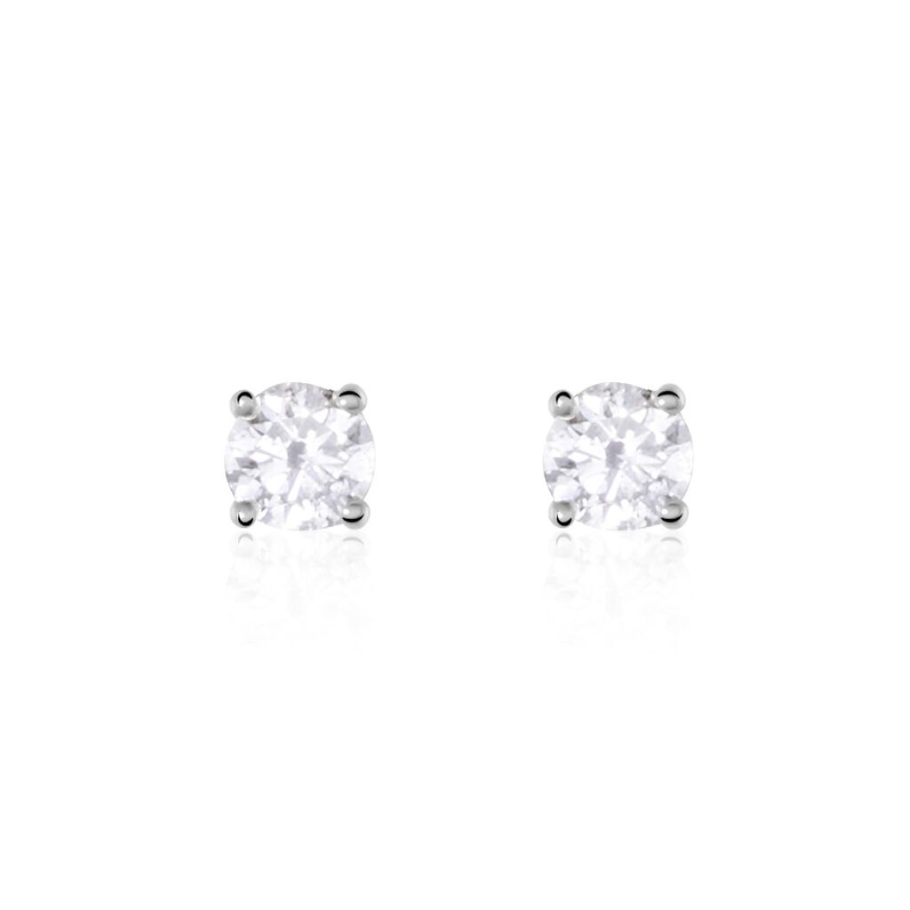 Boucles D'oreilles Puces Or Blanc Victoria Diamants - Puces Femme | Marc Orian