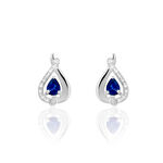 Boucles D'oreilles Puces Boucla Or Blanc Saphir Et Diamant - Puces Femme | Marc Orian