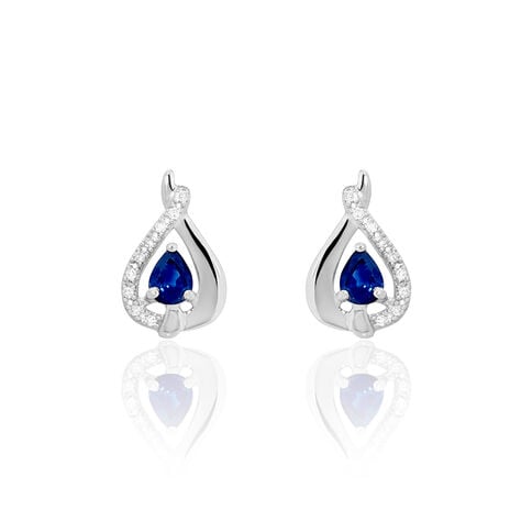 Boucles D'oreilles Puces Boucla Or Blanc Saphir Et Diamant - Puces Femme | Marc Orian