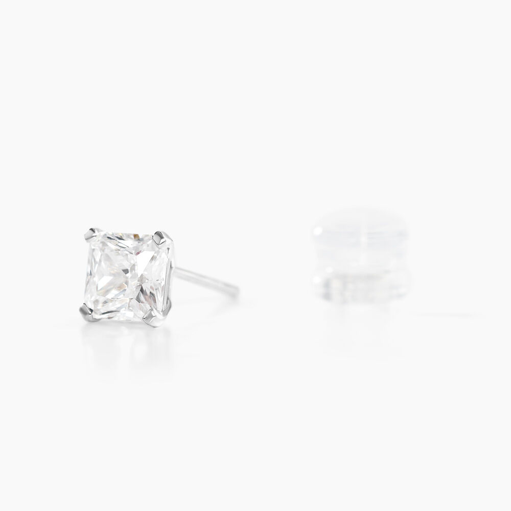 Boucles D'oreilles Puces Doreen Carre Or Blanc Oxyde De Zirconium - Puces Femme | Marc Orian