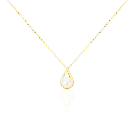 Collier Helin Or Jaune Perle De Culture Et Oxyde De Zirconium - Colliers avec pierres Femme | Marc Orian