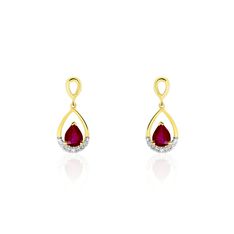 Boucles D'oreilles Pendantes Kashmir Or Bicolore Rubis Diamants - Bagues Femme | Marc Orian