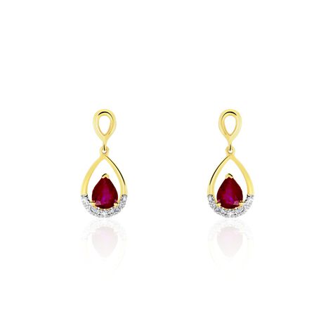Boucles D'oreilles Pendantes Kashmir Or Bicolore Rubis Diamants - Bagues Femme | Marc Orian
