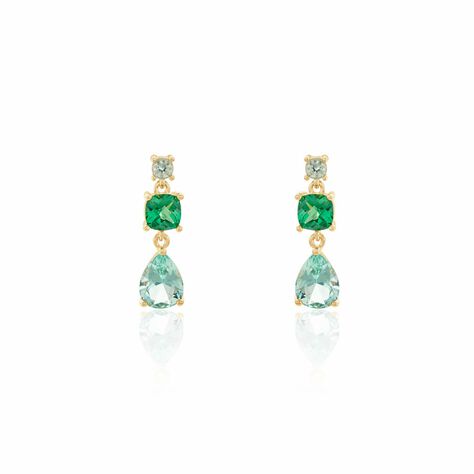 Boucles D'oreilles Pendantes Huffie Plaqué Or Jaune Pierre D'imitation - Pendantes Femme | Marc Orian