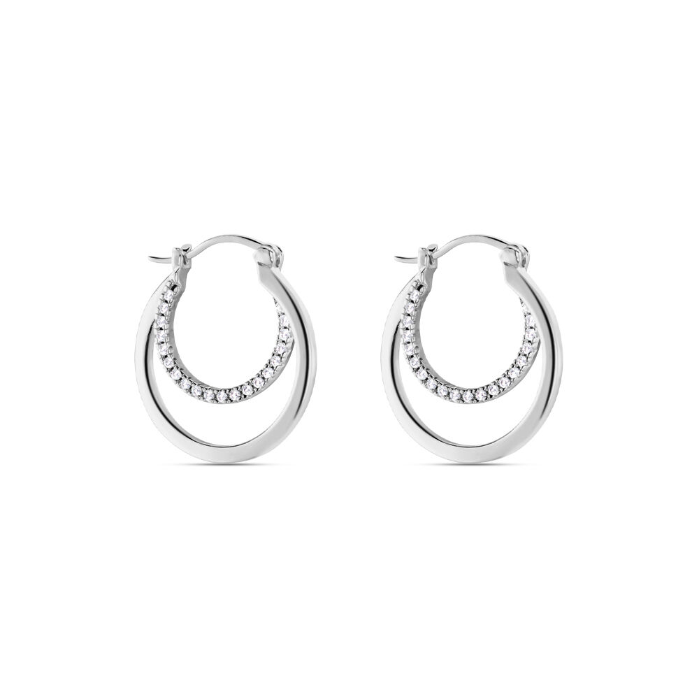 Créoles Argent Blanc Linnette Oxydes De Zirconium - Créoles Femme | Marc Orian