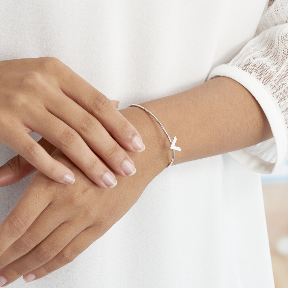 Jonc Argent Blanc  Veroniica - Bracelets joncs Femme | Marc Orian