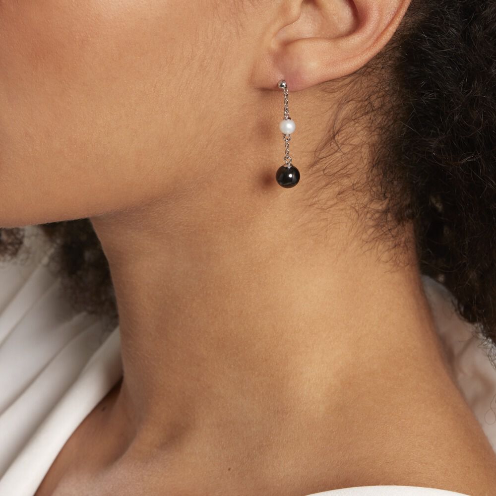 Boucles D'oreilles Pendantes Lucia Cera Argent Blanc Perle De Culture - Pendantes Femme | Marc Orian