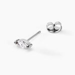 Boucles D'oreilles Puces Navette Argent Blanc Oxyde De Zirconium - Puces Femme | Marc Orian