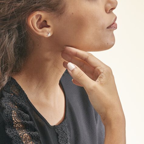 Boucles D'oreilles Puces Ouassima Or Blanc Diamant - Clous d'oreilles Femme | Marc Orian