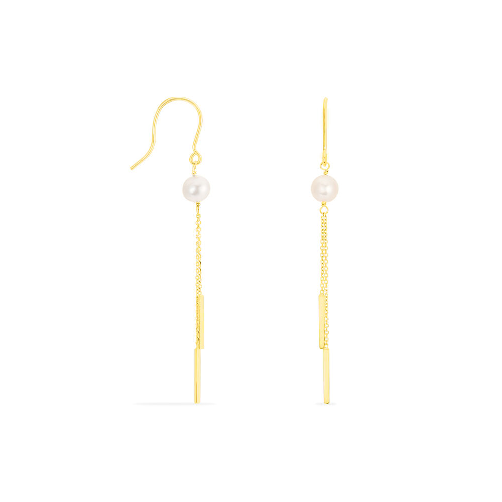 Boucles D'oreilles Pendantes Salman Or Jaune Perle De Culture - Pendantes Femme | Marc Orian