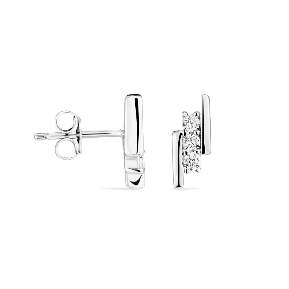 Boucles D'oreilles Puces Lousie Argent Blanc Oxyde De Zirconium - Puces Femme | Marc Orian