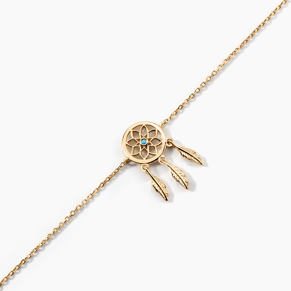 Bracelet Plaqu&eacute; Or Jaune Attrape R&ecirc;ves Turquoise Bleue - Bracelets fantaisie Femme | Marc Orian