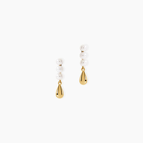 Boucles D'Oreilles Pendantes Cindel Argent Dor&eacute; A L'Or 750/1000 Perle De Culture - Pendantes Femme | Marc Orian