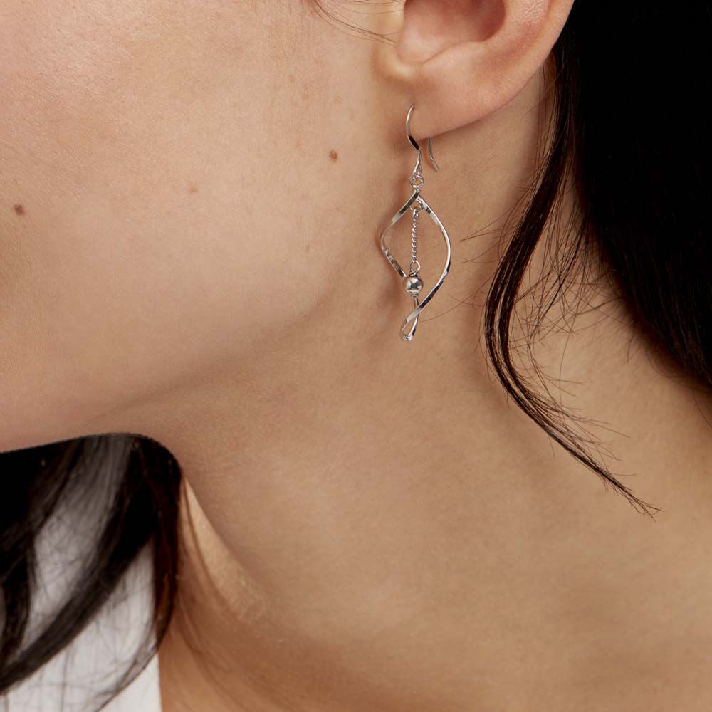 Boucles D'oreilles Pendantes Melaine Argent Blanc - Pendantes Femme | Marc Orian