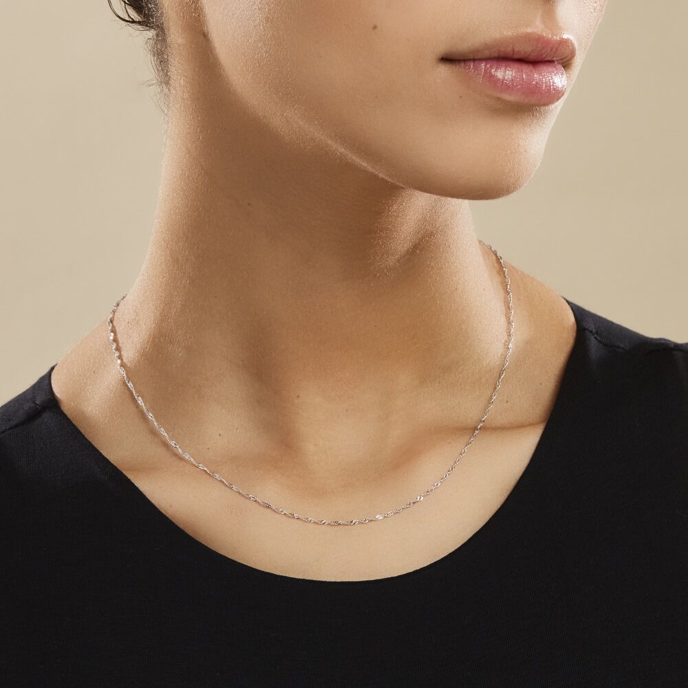 Chaîne Imanie Maille Singapour Or Blanc - Chaines Femme | Marc Orian