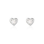 Boucles D'oreilles Puces Daria Coeur Plein Or Blanc Oxyde De Zirconium - Puces Famille | Marc Orian