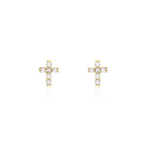 Boucles D'oreilles Puces Luna Or Jaune Oxyde De Zirconium - Puces Femme | Marc Orian