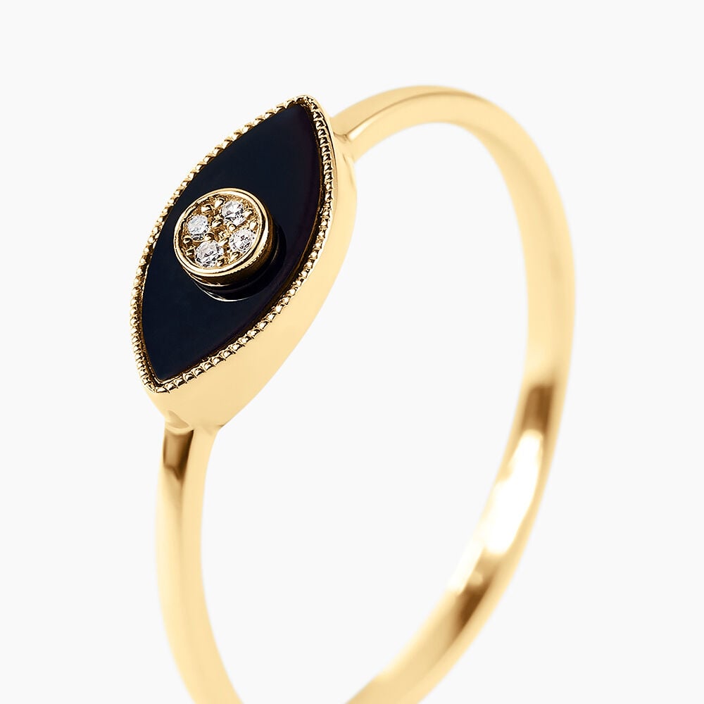 Bague Matiasma Or Jaune Onyx Diamant - Bagues de promesse Femme | Marc Orian