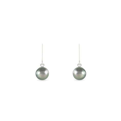 Boucles D'oreilles Pendantes Elitivae Or Blanc Perle De Tahiti - Boucles d'oreilles mariage Femme | Marc Orian