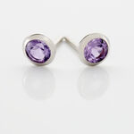 Boucles D'oreilles Puces Edy Serti Clos Or Blanc Amethyste - Puces Femme | Marc Orian