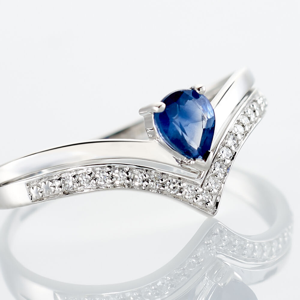 Bague Pasqualina Or Blanc Saphir Et Diamant - Solitaires Femme | Marc Orian