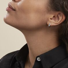 Créoles Ava Bords Diamantés Argent Blanc - Boucles d'oreilles Créoles Femme | Marc Orian