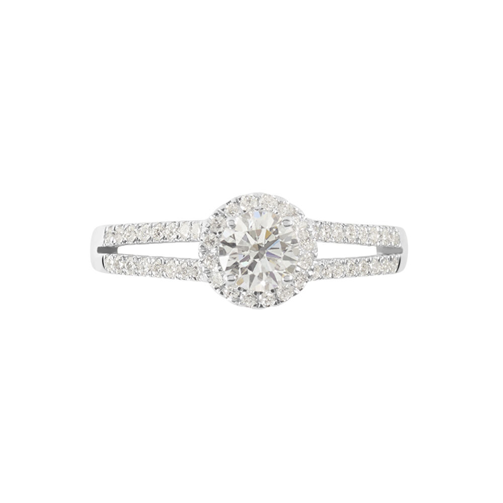 Bague Solitaire Accompagn&eacute; Sosanna Or Blanc Diamant Synth&eacute;tique - Parures de mariage Femme | Marc Orian