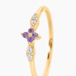 Bague Jochem Argent Dor&eacute; A L'Or 750/1000 Am&eacute;thyste Oxyde De Zirconium - Bagues pierres fines Femme | Marc Orian