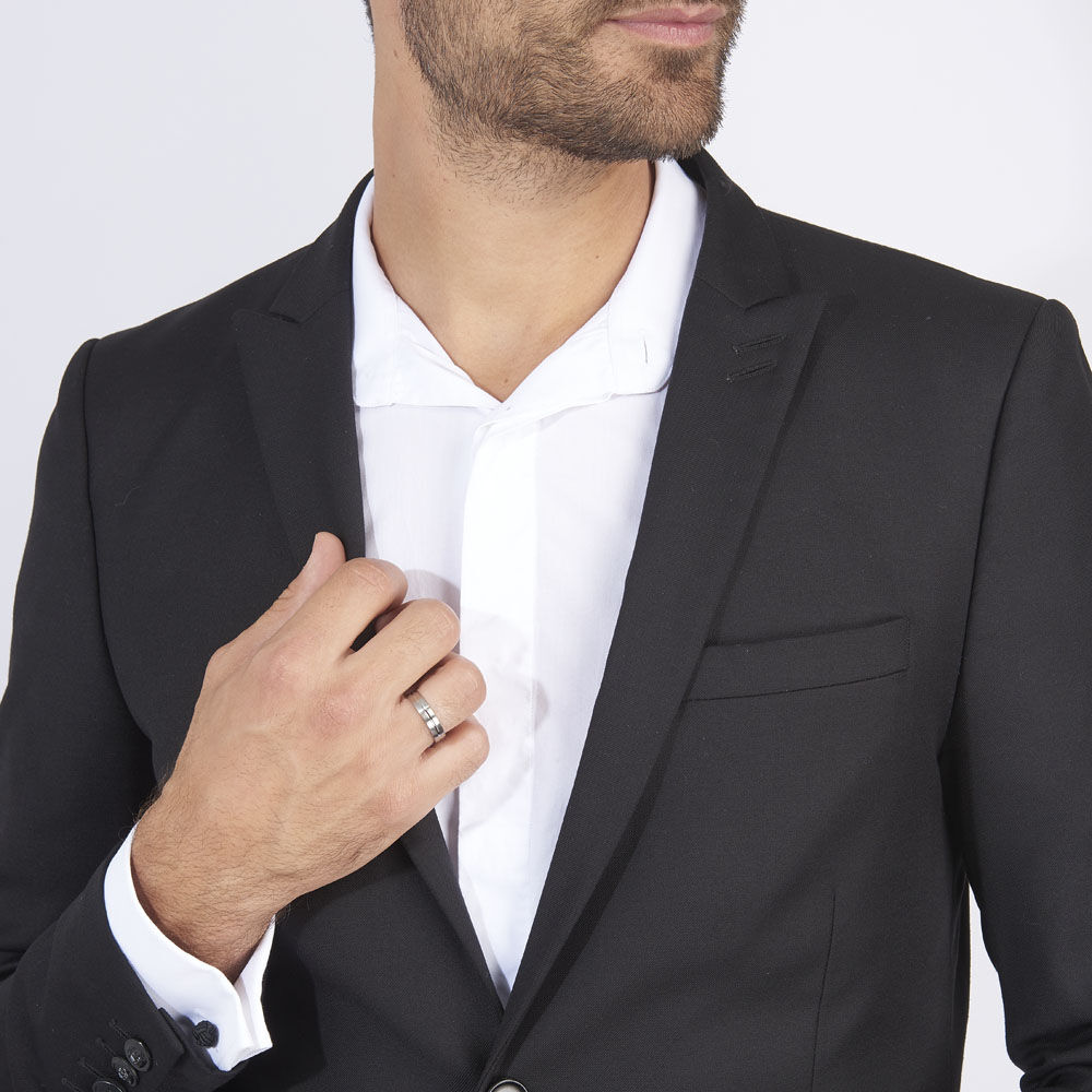 Alliance Liseret Central Ruban Plat Palladium Blanc - Alliances duo Homme | Marc Orian