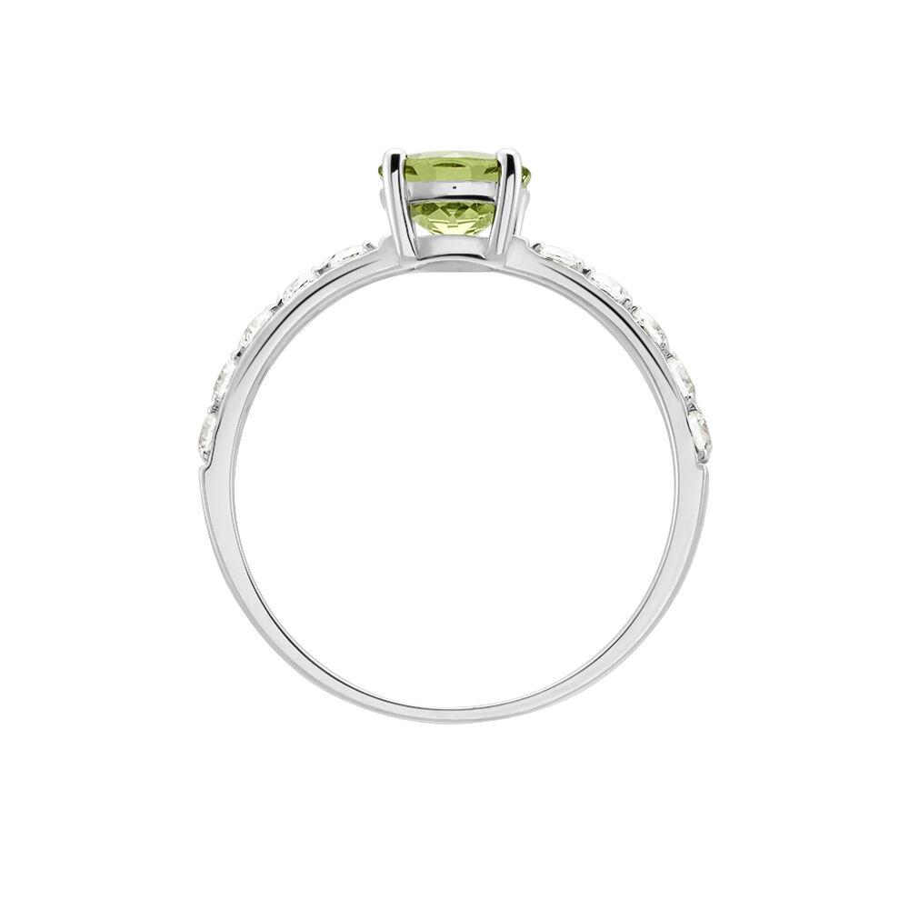 Bague Or Blanc Monroe P&eacute;ridot Oxydes De Zirconium - Bagues avec pierre Femme | Marc Orian
