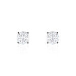 Boucles D'oreilles Puces 4 Griffes Or Blanc Diamant Synthetique - Puces Femme | Marc Orian