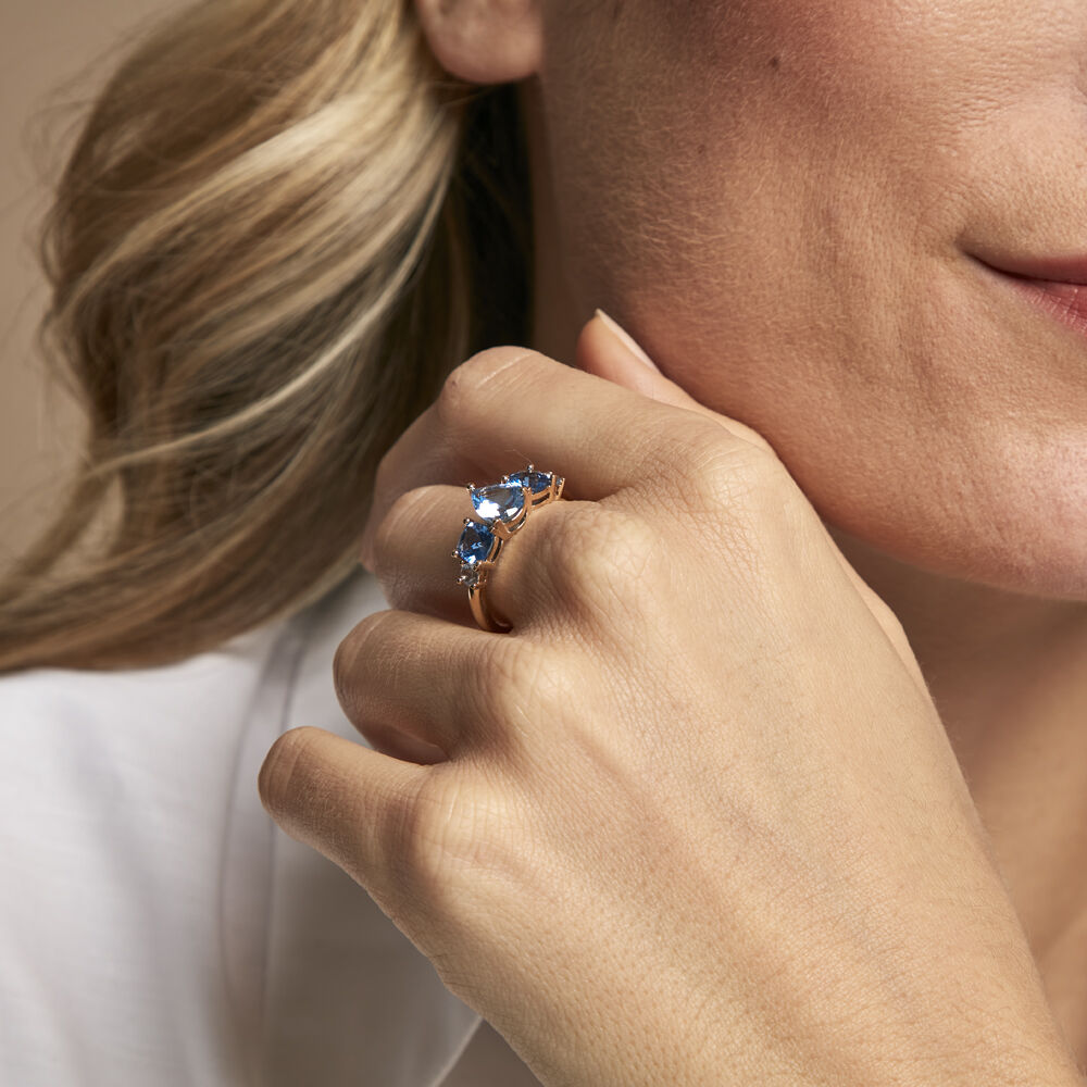Bague Huffie Plaqué Or Jaune Pierre D'imitation - Bagues avec pierre Femme | Marc Orian