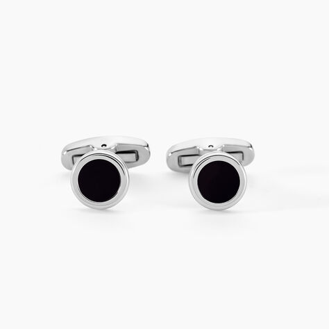 Boutons De Manchettes Jourdan Athos Acier Argenté Onyx - Bijoux Homme | Marc Orian