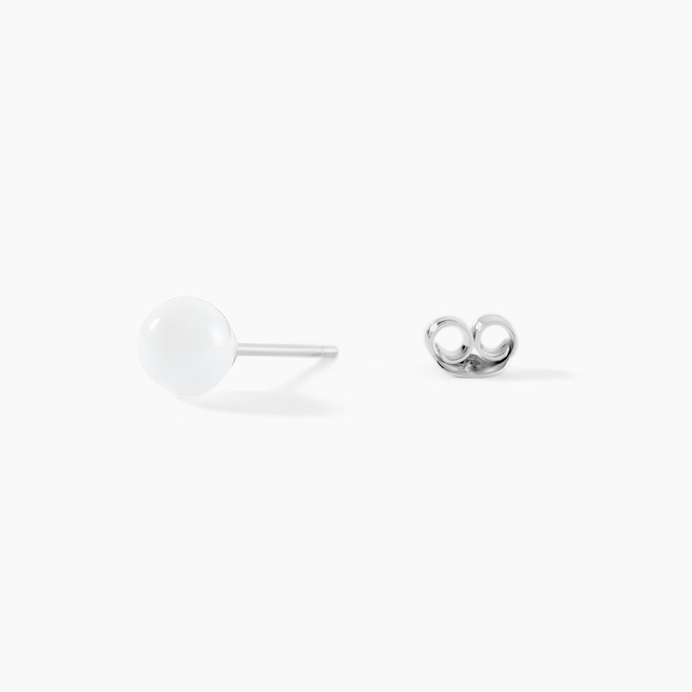 Boucles D'oreilles Puces Solene Argent Blanc C&eacute;ramique - Puces Femme | Marc Orian